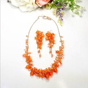 Awesome Moonglow beaded necklace and dangle earrings